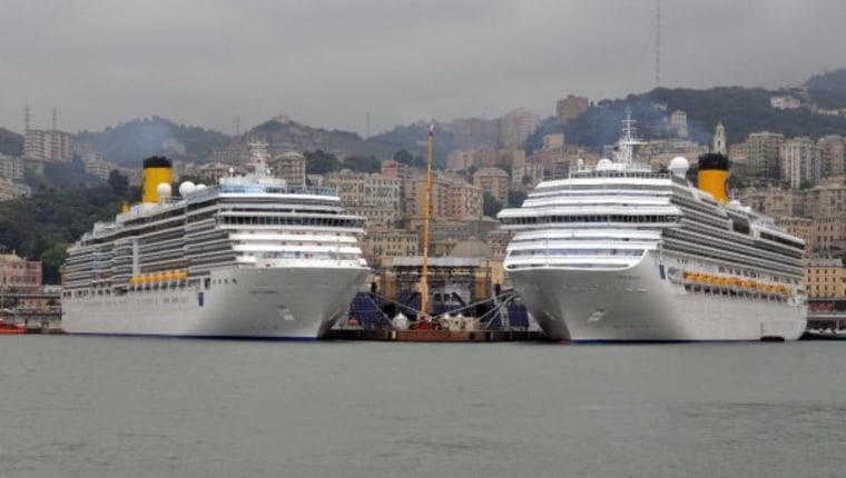 The Costa Luminosa and Costa Pacifica at port in Genoa, Italy.
